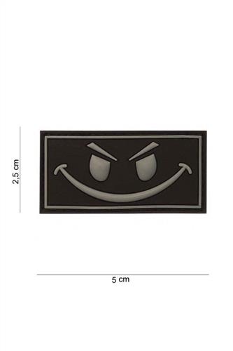 Evil Smiley, Black, 3D PVC Patch